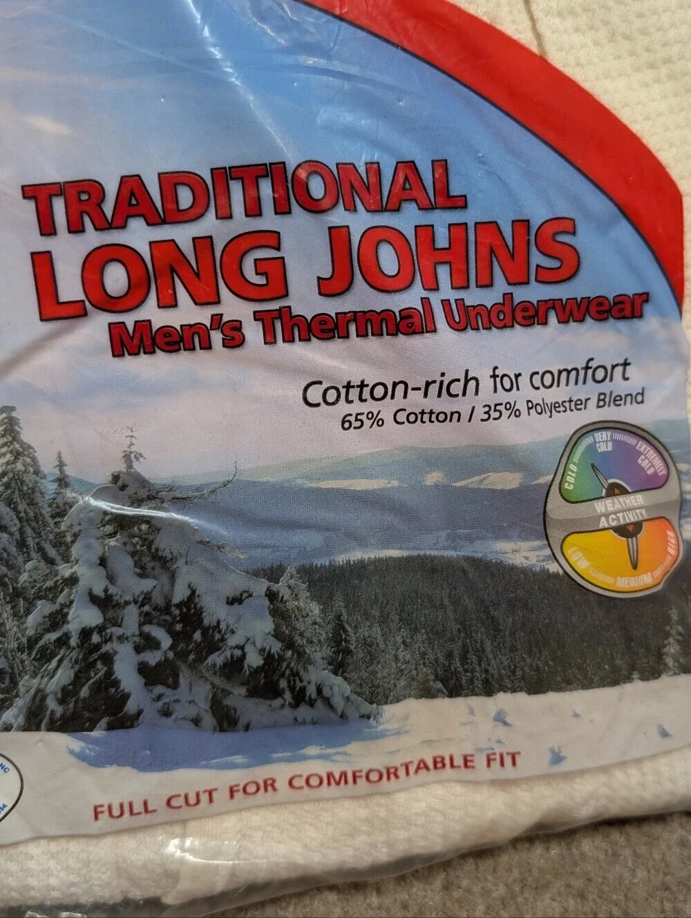 Men's New Traditional Long Johns Thermal Underwear White Large Tall